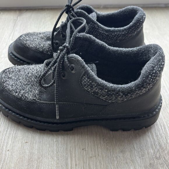 CATER Italy Black Leather 100% Virgin Wool Chunky Lug Sole Oxfords 7M 39 - Picture 7 of 14